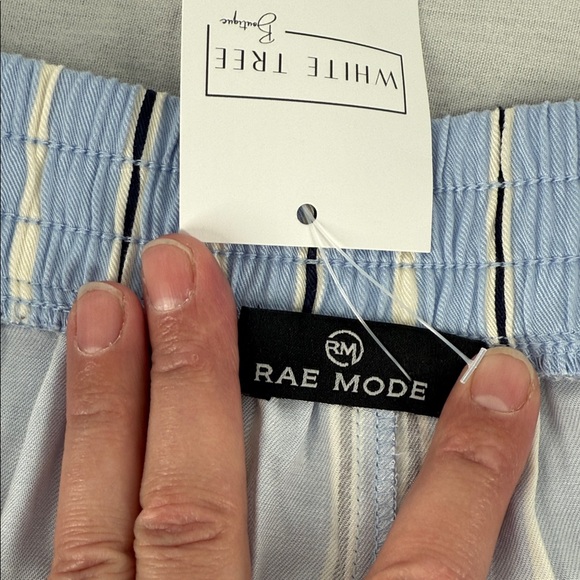 Rae Mode Pants Wm 1X Seneca Light Blue Striped Wide-Leg Button Close - Picture 5 of 9